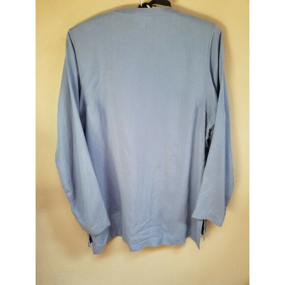 J.Jill Purejill Womens Blue Round Neck Long Sleeve Top Pullover Side Slit Small - Picture 2 of 6